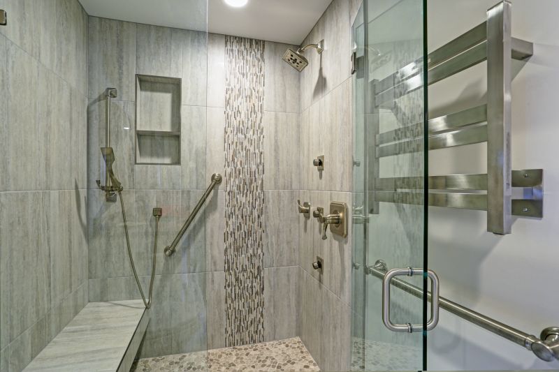 Open Shower with Large Porcelain Tiles